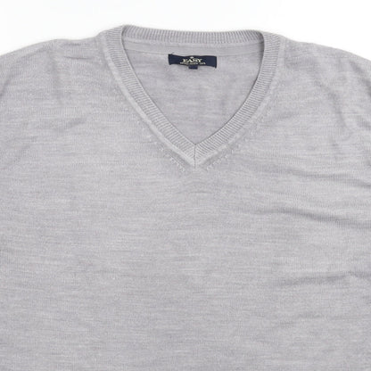 Easy Mens Grey  Knit Pullover Jumper Size M