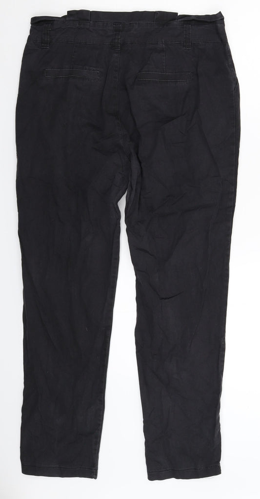 Womens UK Size 14 Internacionale Slim Fit Chino Black Trousers