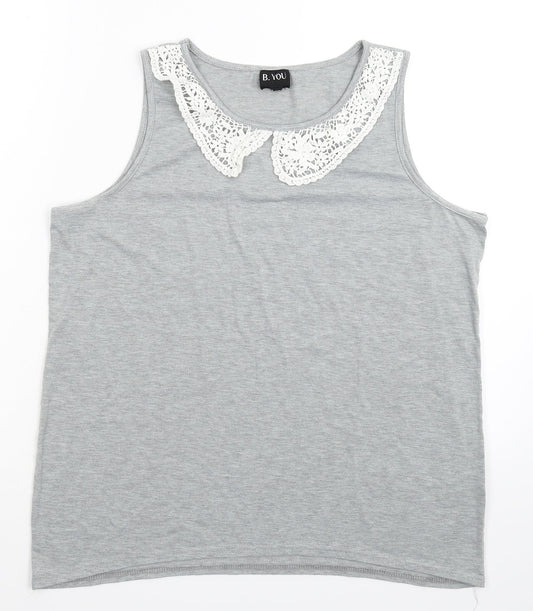 B.You Womens Grey   Tunic Tank Size 14