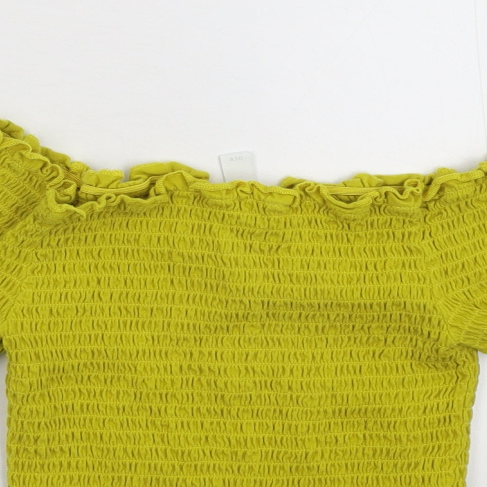 Womens UK Size S H&M Yellow Cropped Tank