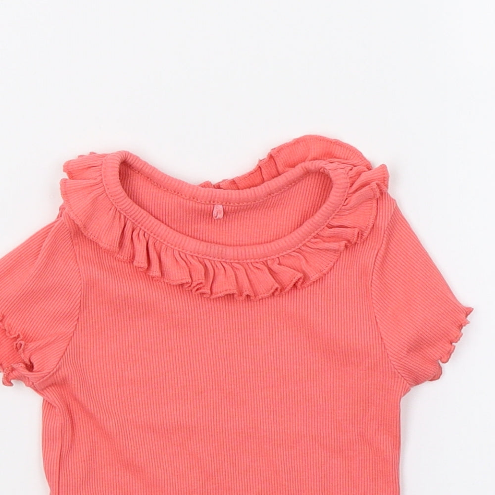 Close-up detail of George girls’ red basic t-shirt, size 2, years