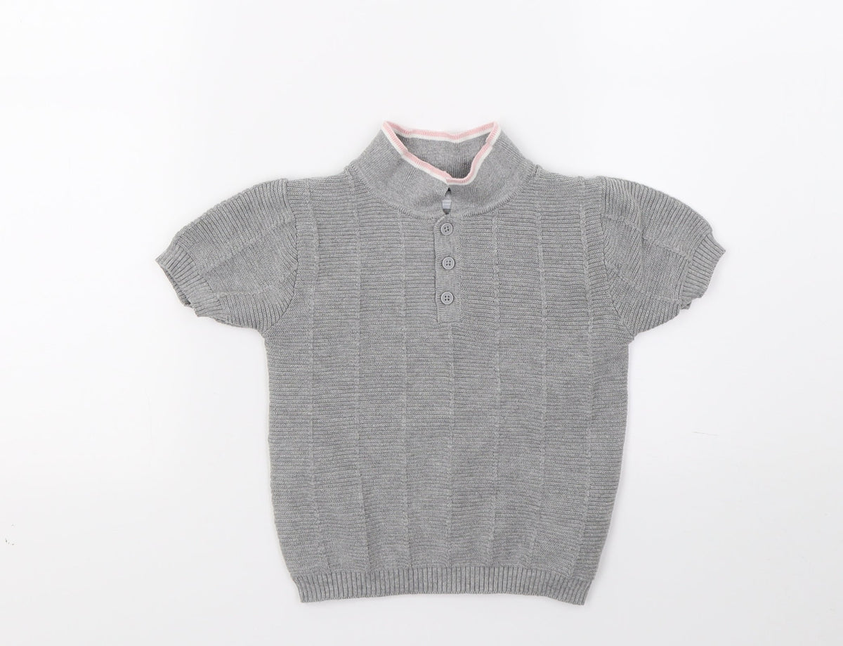 Additional front view of Primark girls’ grey knit basic polo, size 2-3, years