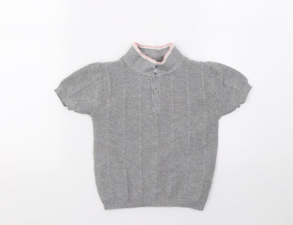 Additional front view of Primark girls’ grey knit basic polo, size 2-3, years