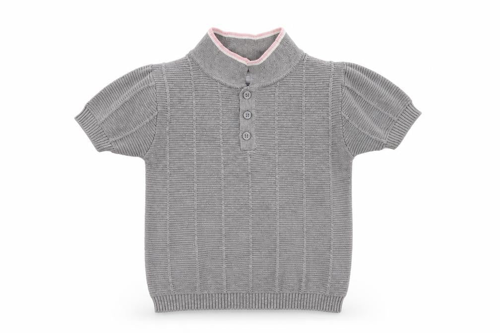 Front view of Primark girls’ grey knit basic polo, size 2-3, years
