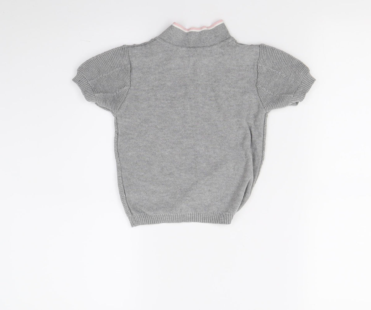 Back view of Primark girls’ grey knit basic polo, size 2-3, years