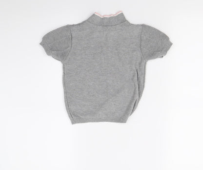Back view of Primark girls’ grey knit basic polo, size 2-3, years