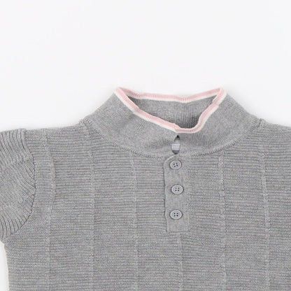 Close-up detail of Primark girls’ grey knit basic polo, size 2-3, years
