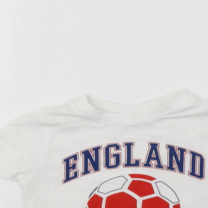 Primark Boys White  Jersey Basic T-Shirt Size 2-3 Years  - England Football