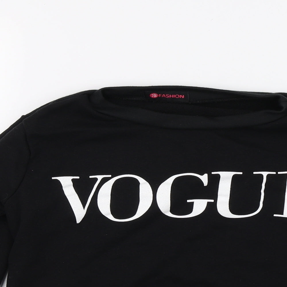 JS Fashion Womens Black   Pullover Sweatshirt Size M  - vogue