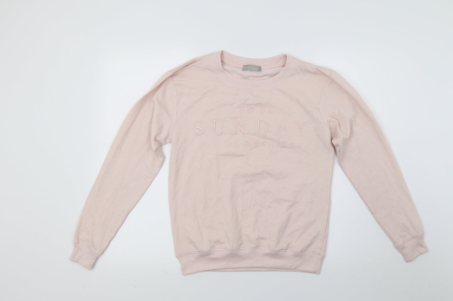 New Look Womens Pink   Pullover Sweatshirt Size 6  - On Sunday We Do nothing