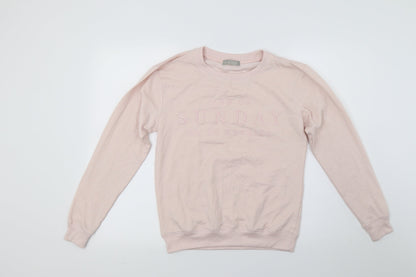 New Look Womens Pink   Pullover Sweatshirt Size 6  - On Sunday We Do nothing