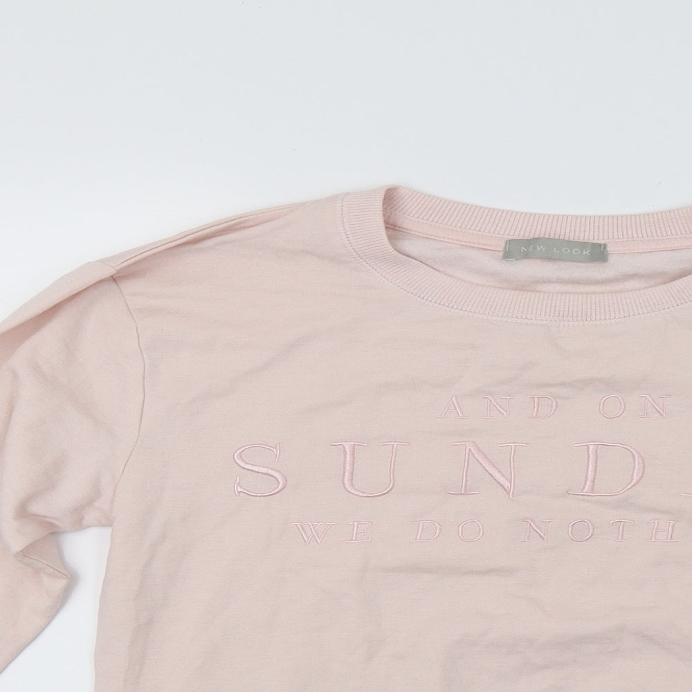 New Look Womens Pink   Pullover Sweatshirt Size 6  - On Sunday We Do nothing