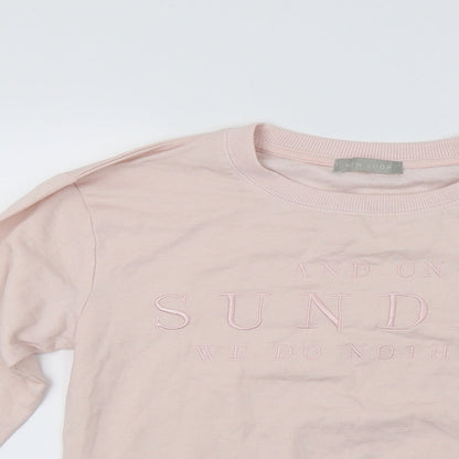New Look Womens Pink   Pullover Sweatshirt Size 6  - On Sunday We Do nothing