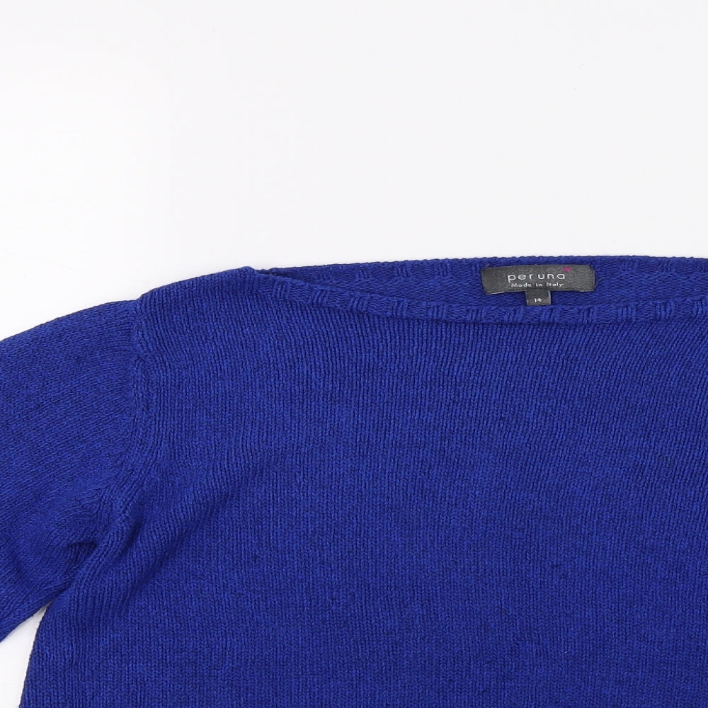 Peruna Womens Blue  Knit Pullover Jumper Size 14  - Made in Italy