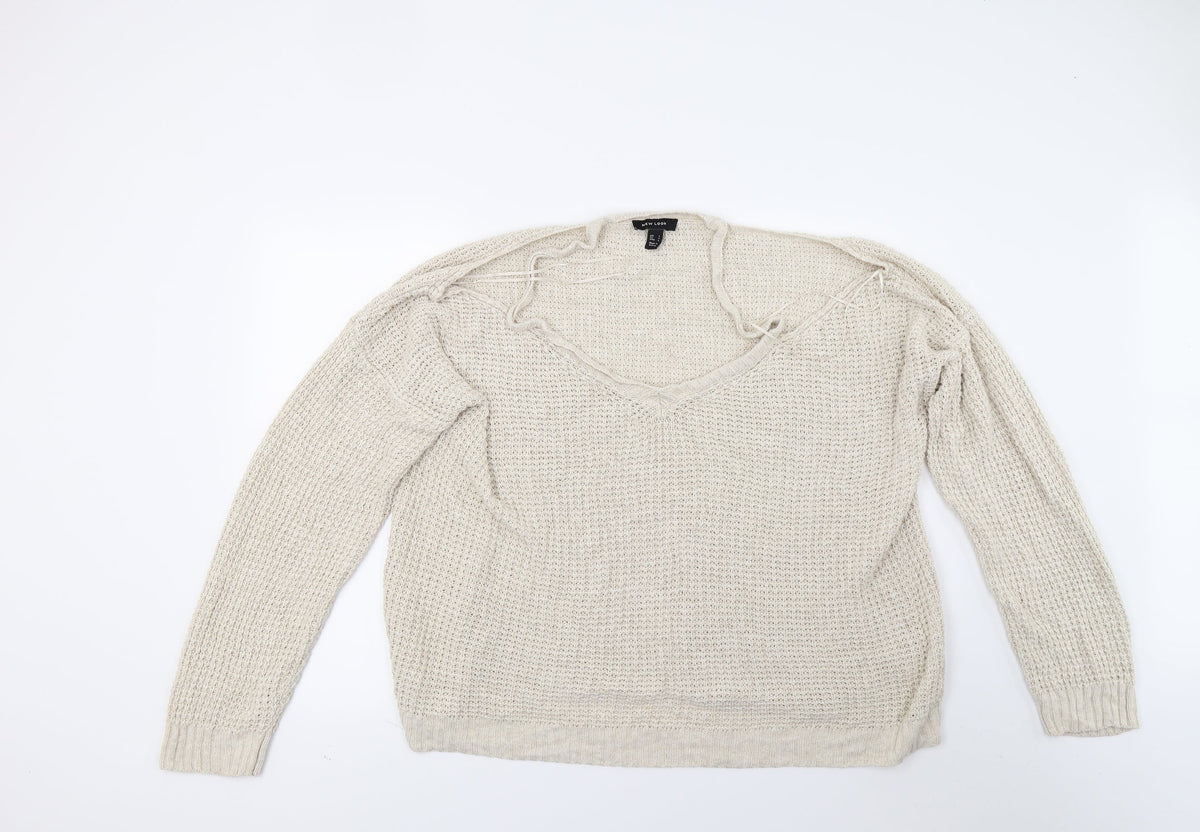 New Look Womens Beige  Knit Pullover Jumper Size L