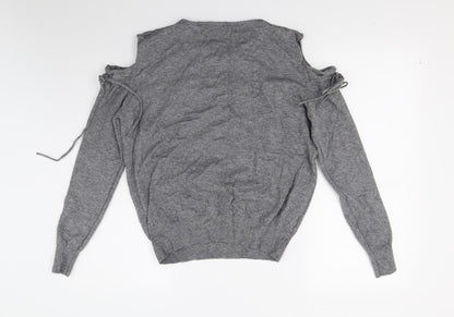 Unika Womens Grey Floral Knit Pullover Jumper Size M