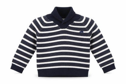 Primark Boys Blue Striped Knit Pullover Jumper Size 2-3 Years