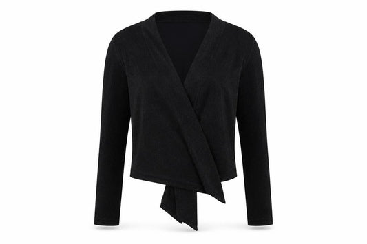 WOW Womens Black   Wrap Blouse Size 2XS