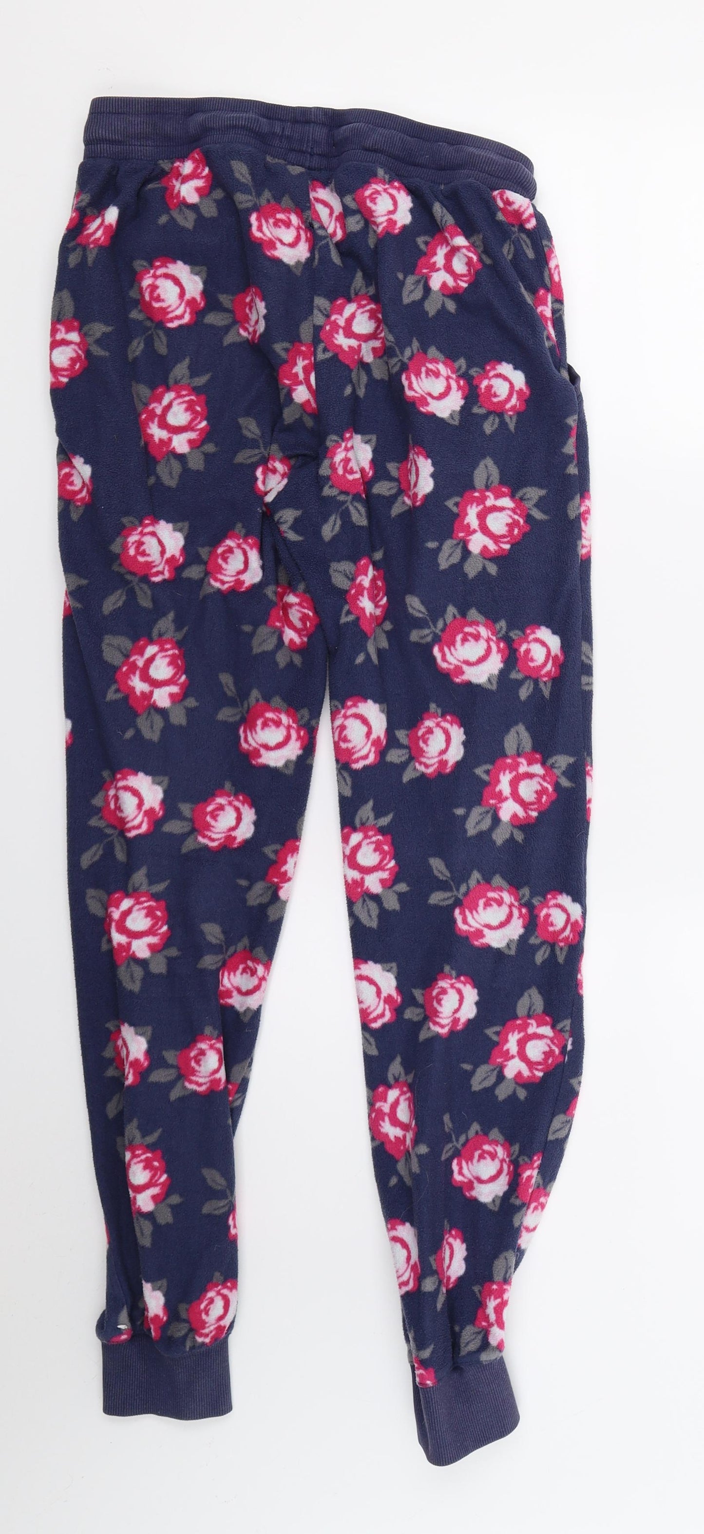 Boux Womens Blue Floral Fleece Jogger Trousers Size 8 L26 in - Lounge Wear