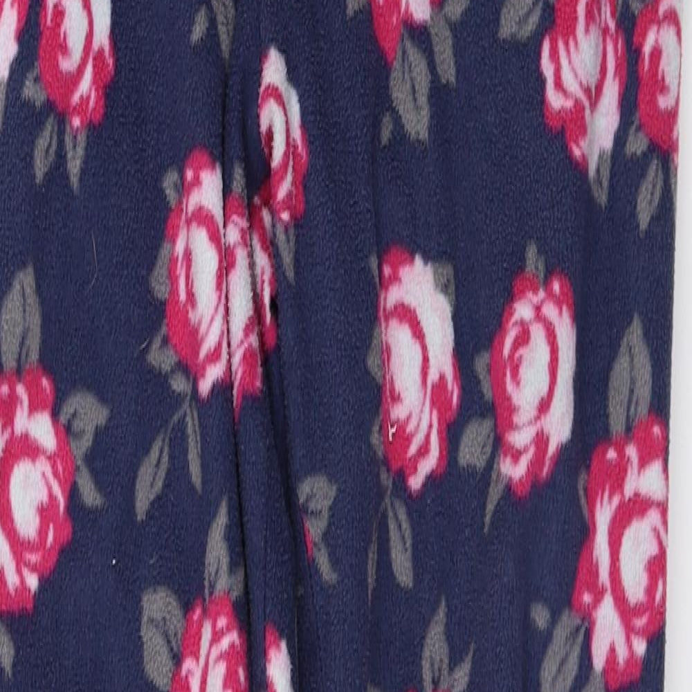 Boux Womens Blue Floral Fleece Jogger Trousers Size 8 L26 in - Lounge Wear