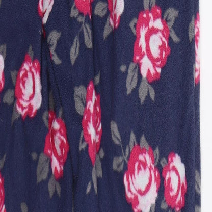 Boux Womens Blue Floral Fleece Jogger Trousers Size 8 L26 in - Lounge Wear