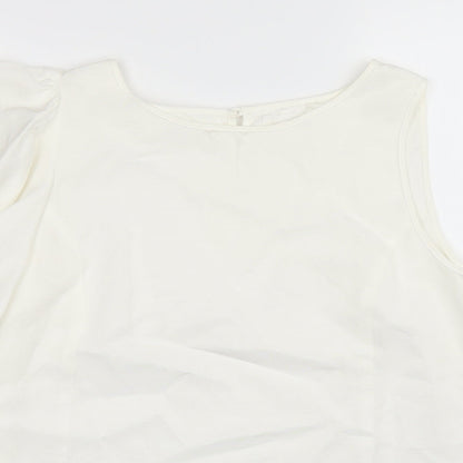 SOFT GREY Womens White   Basic Blouse Size 16