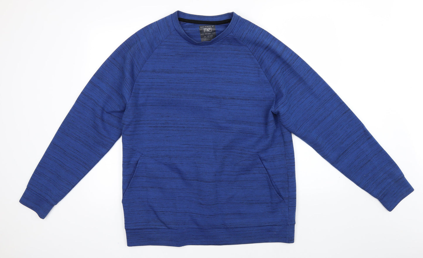 F&F Mens Blue Striped  Pullover Jumper Size L