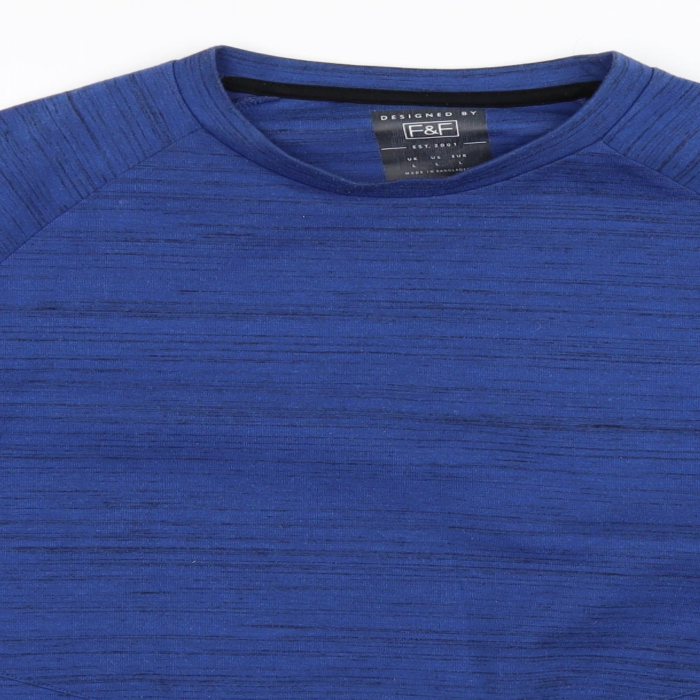 F&F Mens Blue Striped  Pullover Jumper Size L