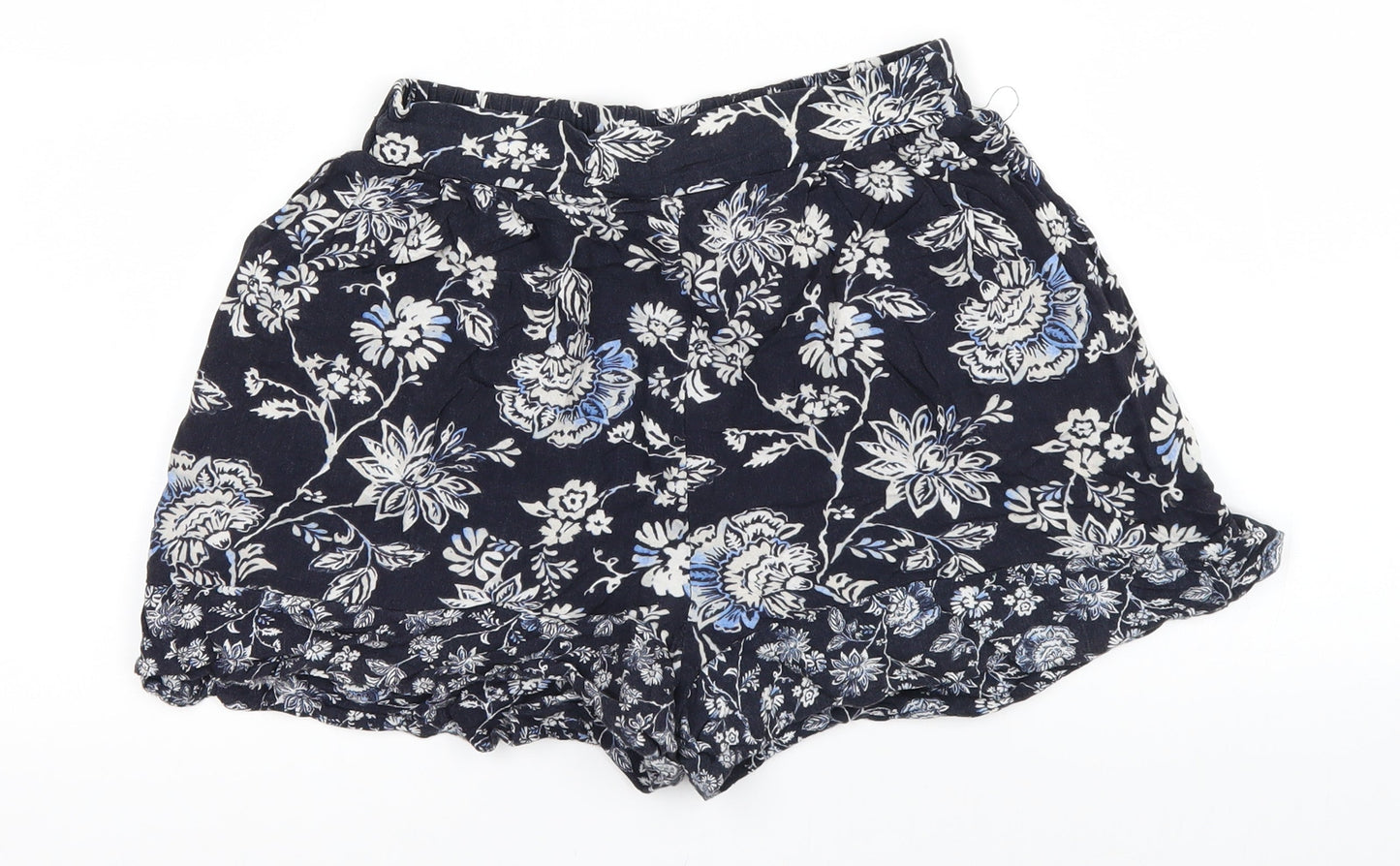 H&M Womens Blue Floral  Hot Pants Shorts Size 4