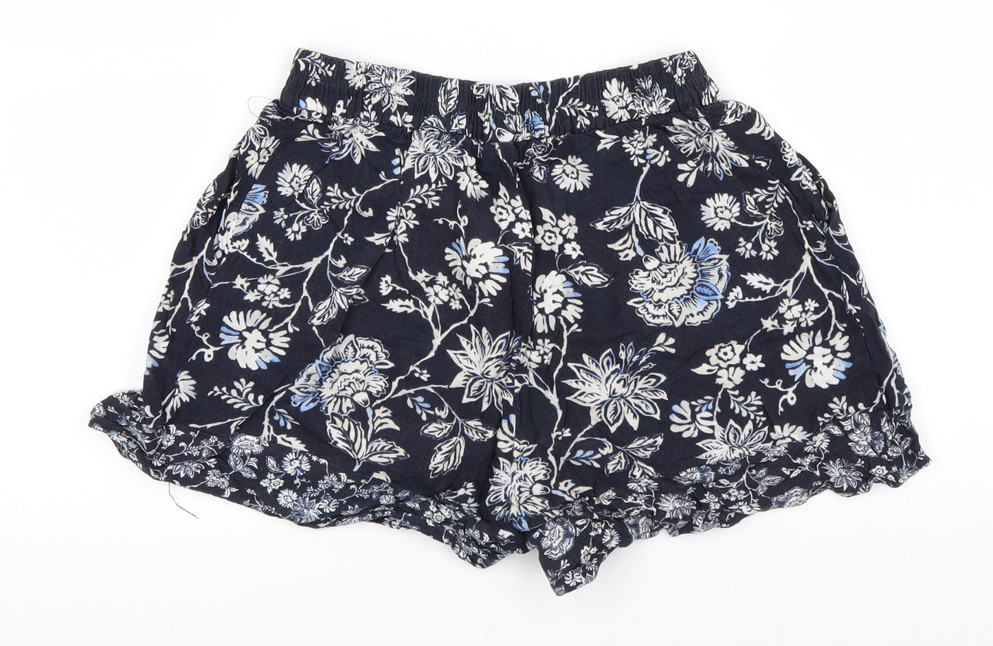 H&M Womens Blue Floral  Hot Pants Shorts Size 4