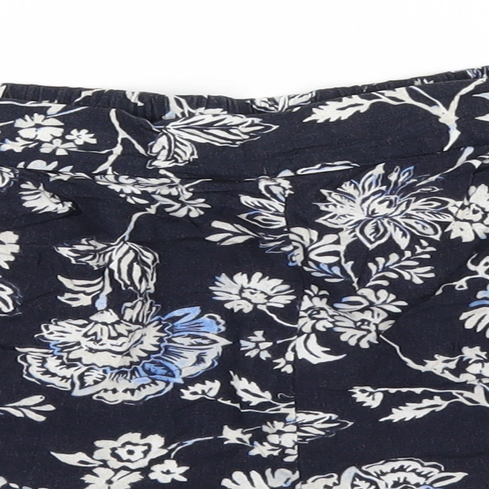 H&M Womens Blue Floral  Hot Pants Shorts Size 4