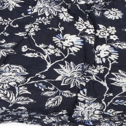 H&M Womens Blue Floral  Hot Pants Shorts Size 4