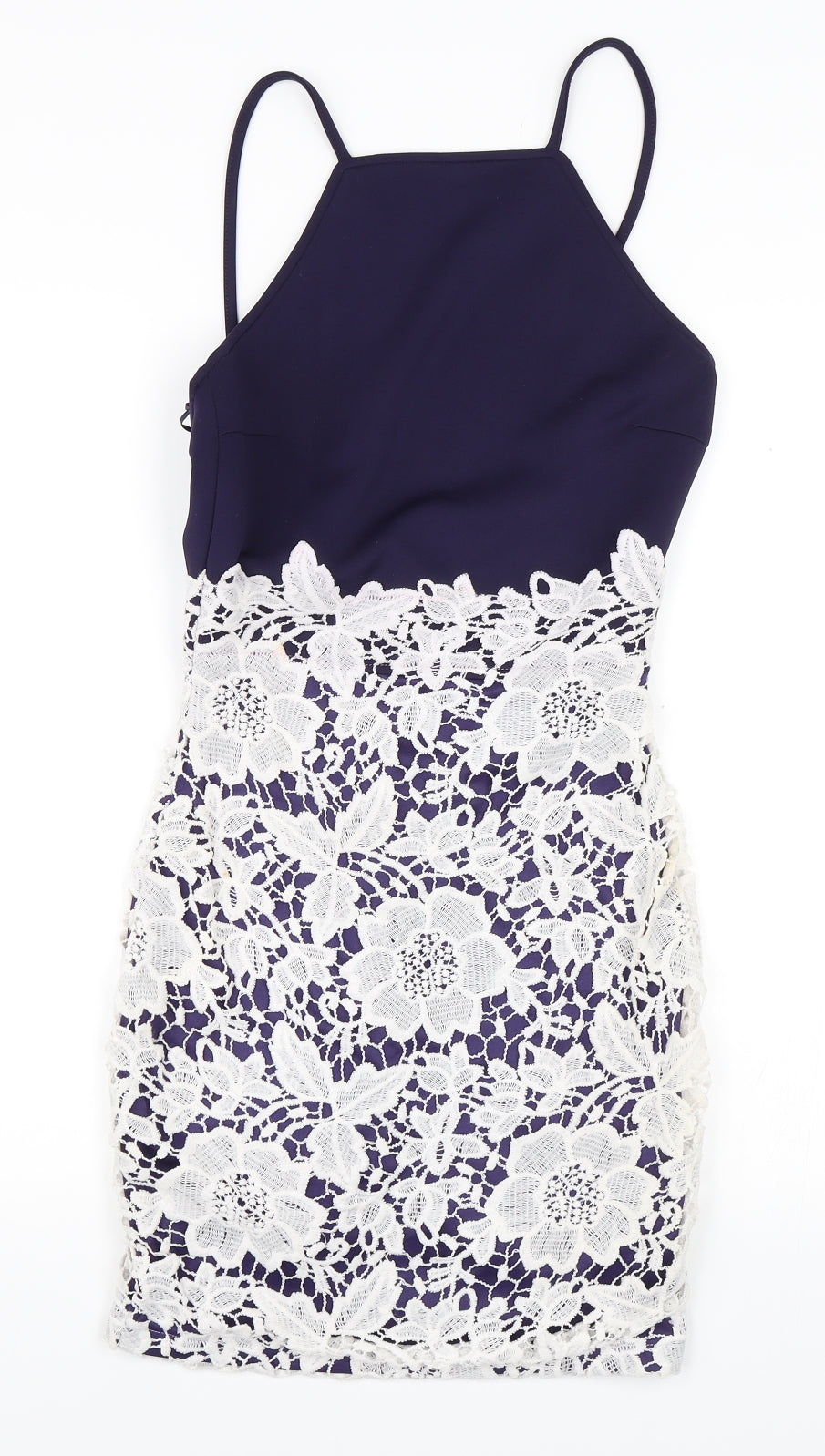 Boohoo Womens Blue Floral  A-Line  Size 8