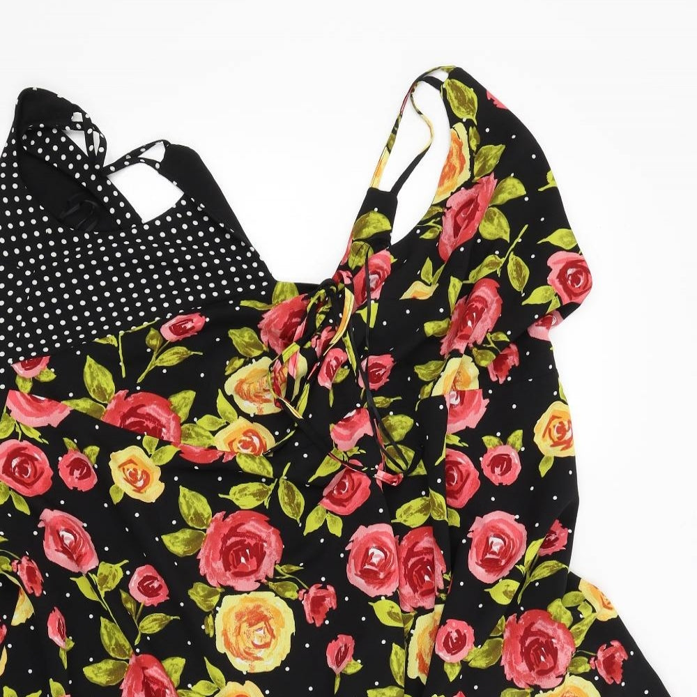 TU Womens Black Floral  Fit & Flare  Size 8