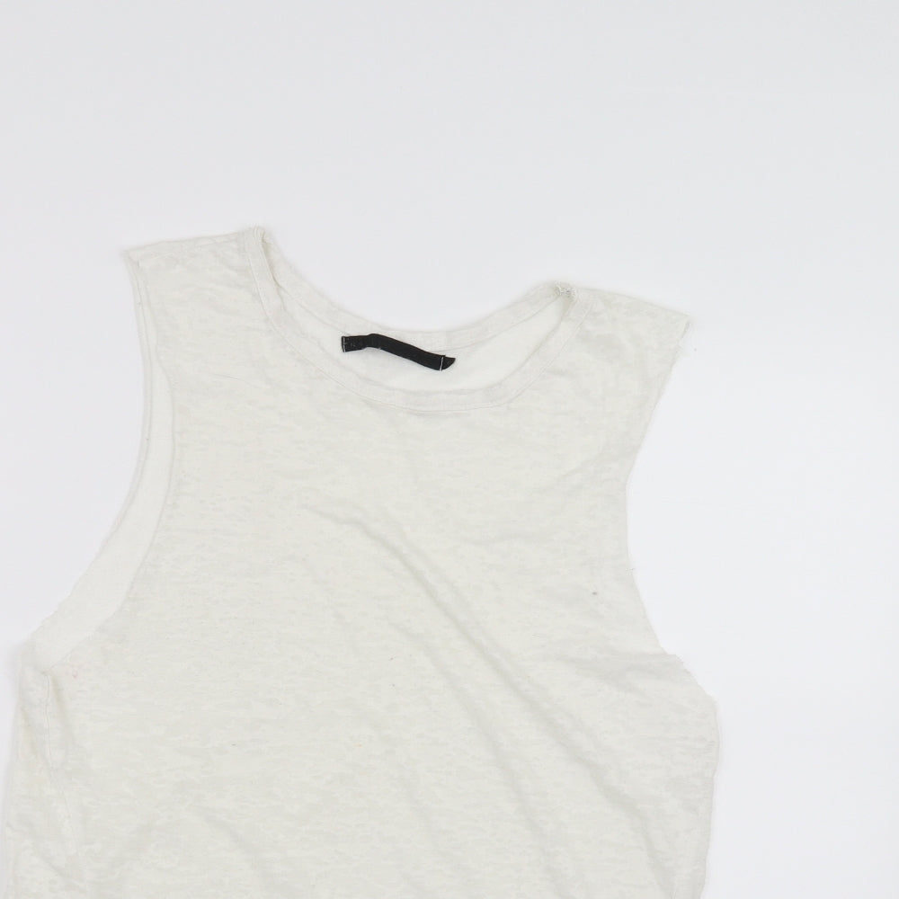 Womens UK Size 14 Crafted White Basic Tank