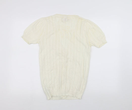 Preworn Womens White   Cardigan Jumper Size M