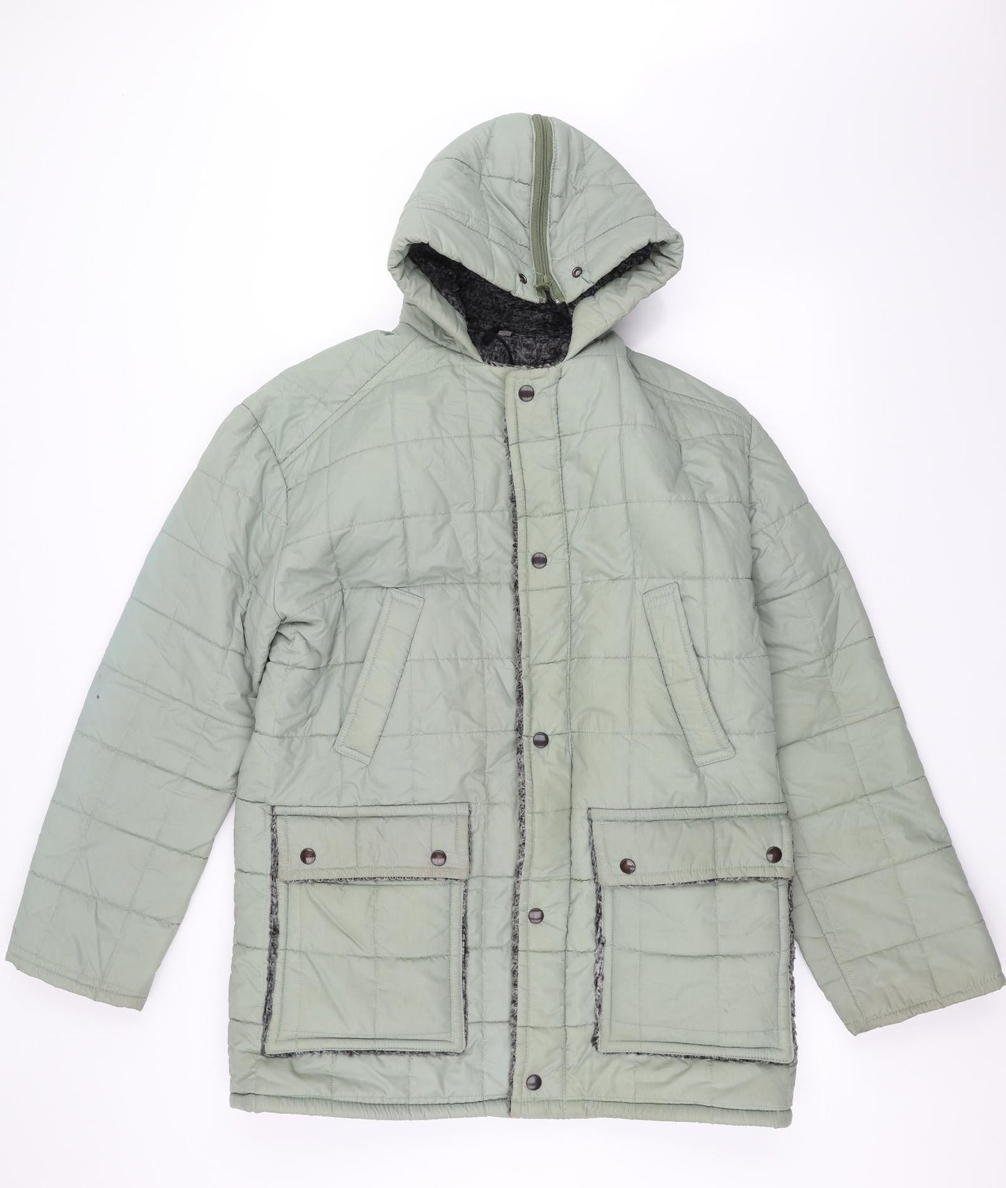 Womens UK Size M Preworn Green Parka Coat