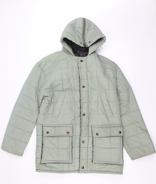 Womens UK Size M Preworn Green Parka Coat