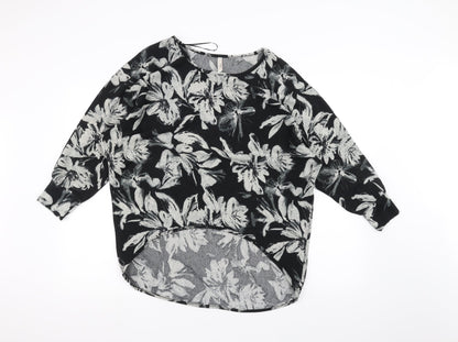 Stella Womens Black Floral  Pullover Jumper Size 12