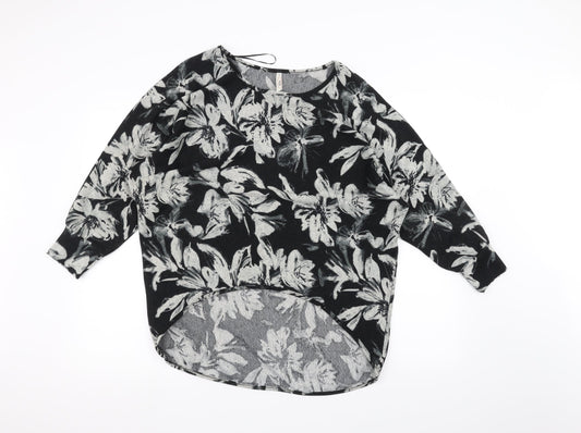 Stella Womens Black Floral  Pullover Jumper Size 12