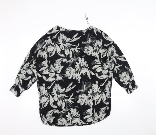 Stella Womens Black Floral  Pullover Jumper Size 12