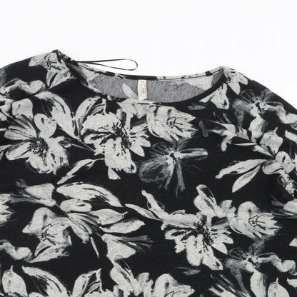 Stella Womens Black Floral  Pullover Jumper Size 12