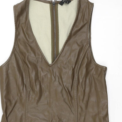 Womens UK Size 12 New Look Brown Basic T-Shirt
