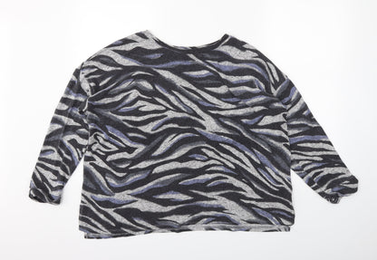 George Womens Grey Animal Print  Pullover Jumper Size XL