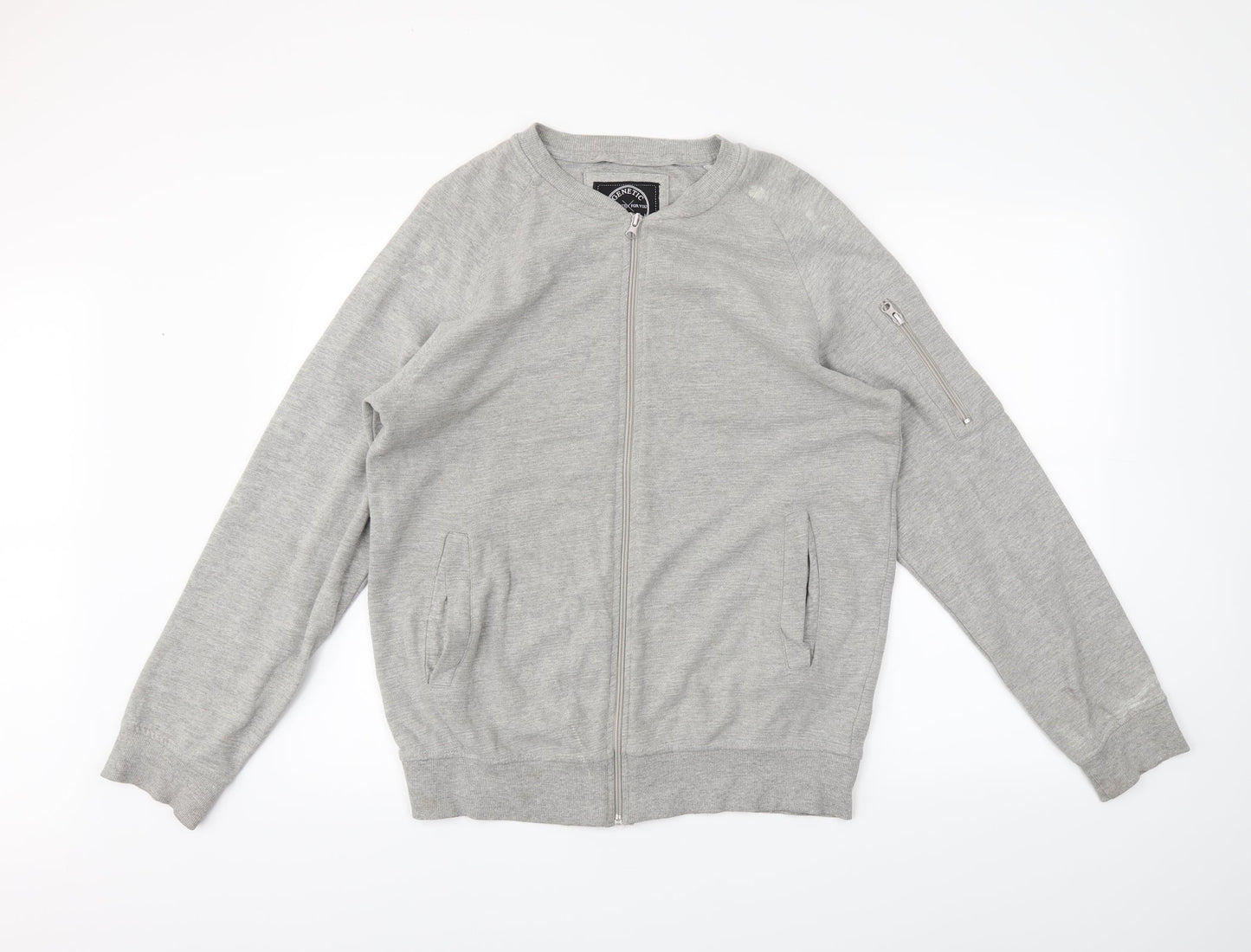 Mens UK Size L Genetic Apparel Grey Full Zip Sweatshirt