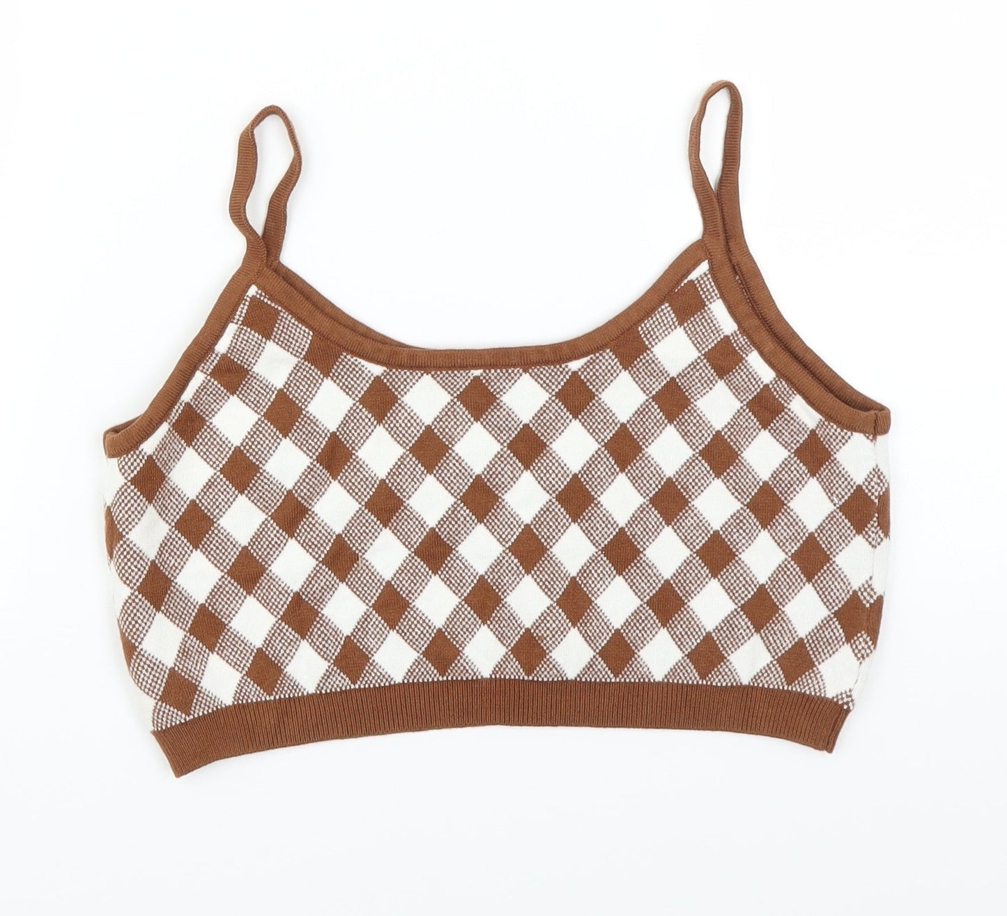 SheIn Girls Clear Argyle/Diamond  Cropped Tank Size 12-13 Years