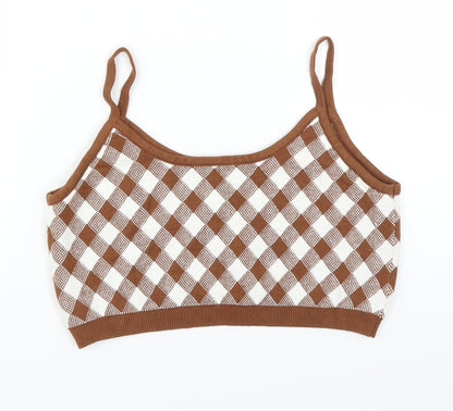 SheIn Girls Clear Argyle/Diamond  Cropped Tank Size 12-13 Years
