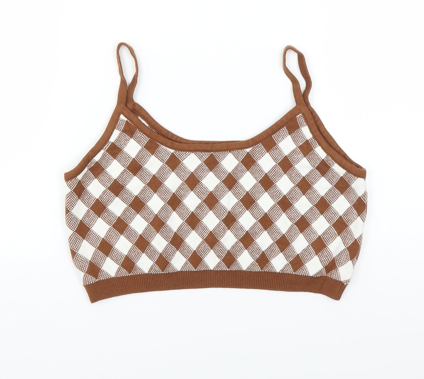SheIn Girls Clear Argyle/Diamond  Cropped Tank Size 12-13 Years