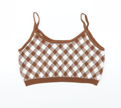 SheIn Girls Clear Argyle/Diamond  Cropped Tank Size 12-13 Years