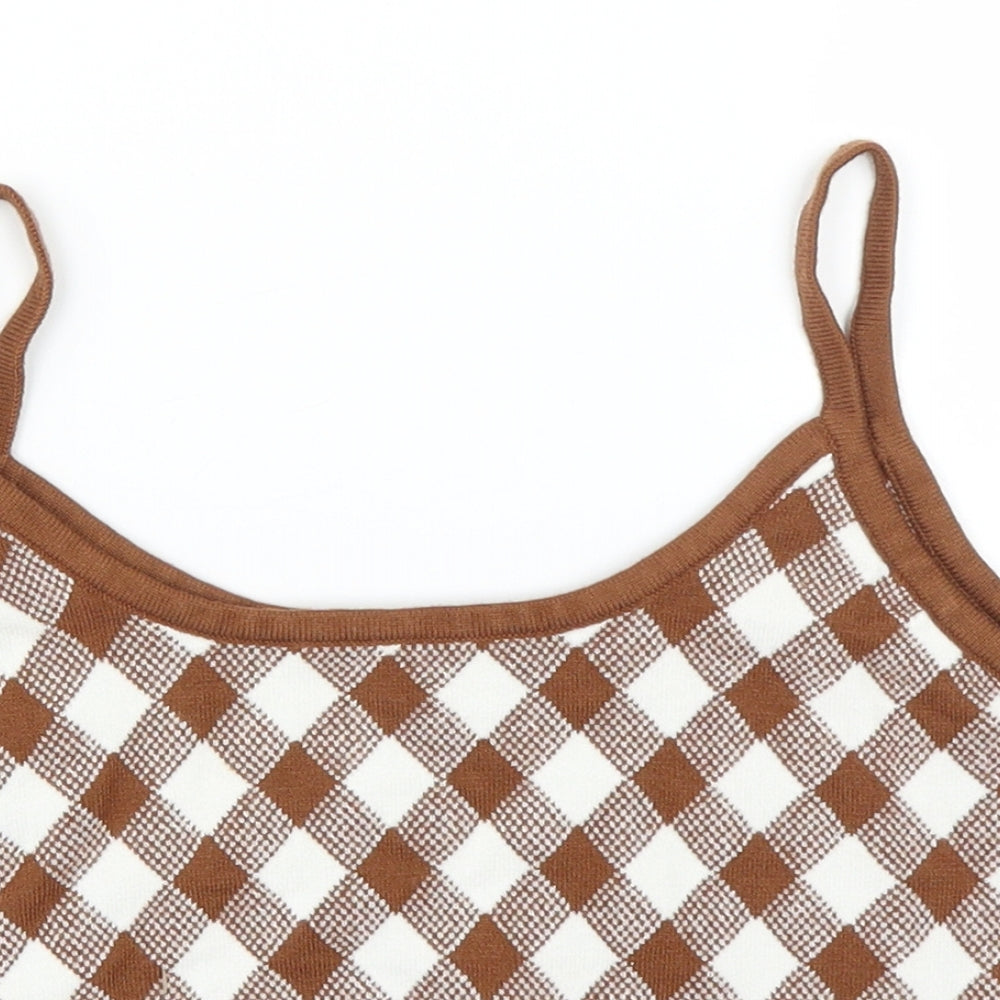 SheIn Girls Clear Argyle/Diamond  Cropped Tank Size 12-13 Years